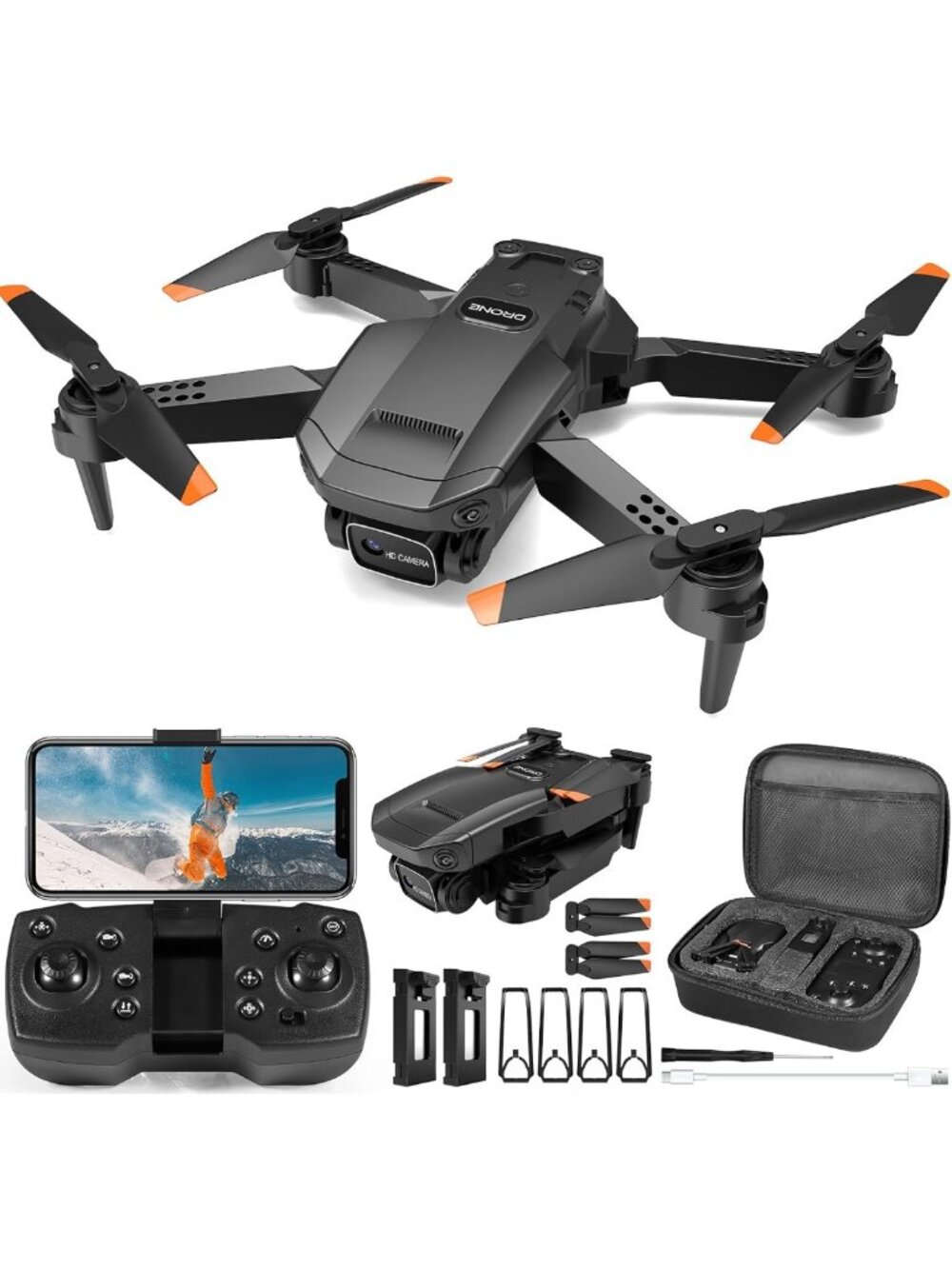 1080P HD Foldable Mini Drone with Camera, 2 Batteries, Altitude Hold & Gesture